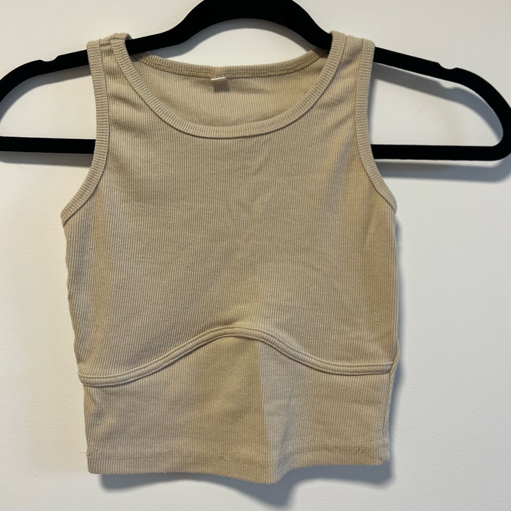 🔥Beige Ribbed Tank Top